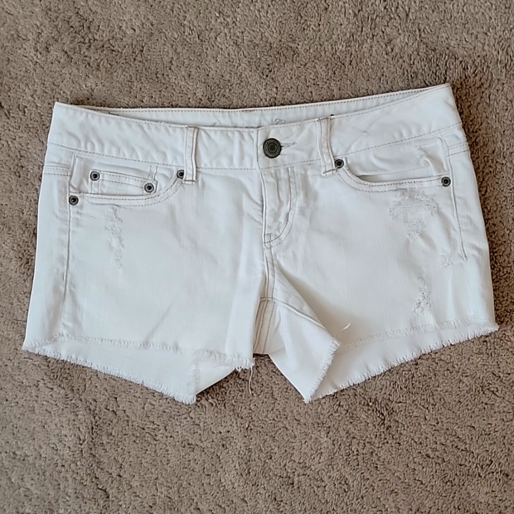 AE White Denim Low rise Shorties